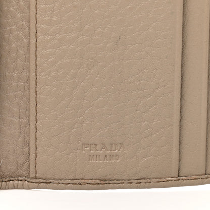 Prada Vitello Daino Metal Tri-Fold Wallet Visone 6 of 7