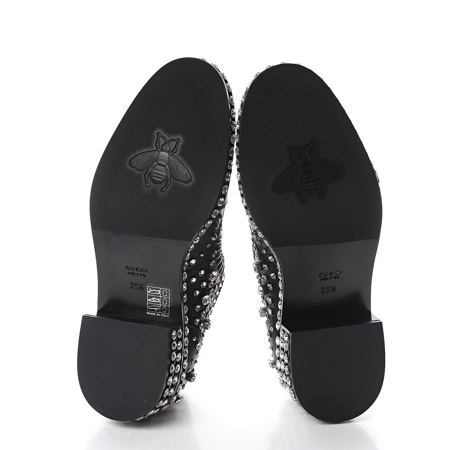 Calfskin Crystal Studded Womens Queercore Brogue Monk Strap Loafers 36.5 Black