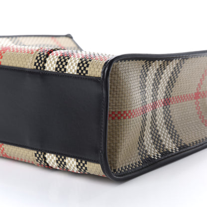 Burberry Calfskin Woven Vintage Check East West Book Tote 7 of 9