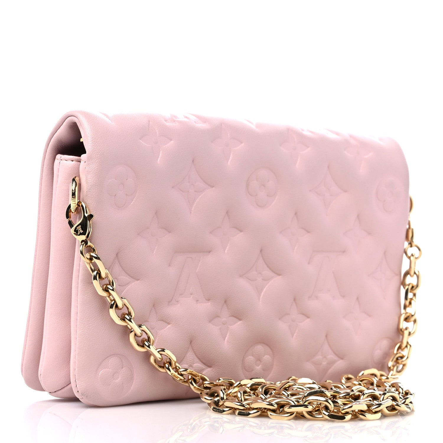 Louis Vuitton Lambskin Embossed Monogram Pochette Coussin Rose 3 of 9