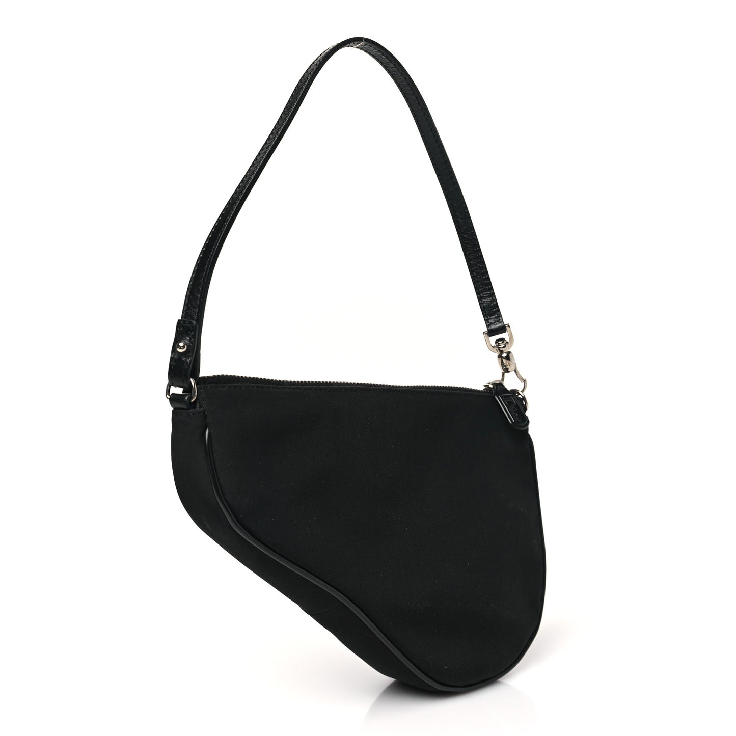 Canvas Stitched Flower Sequins Mini Saddle Pochette Black Red
