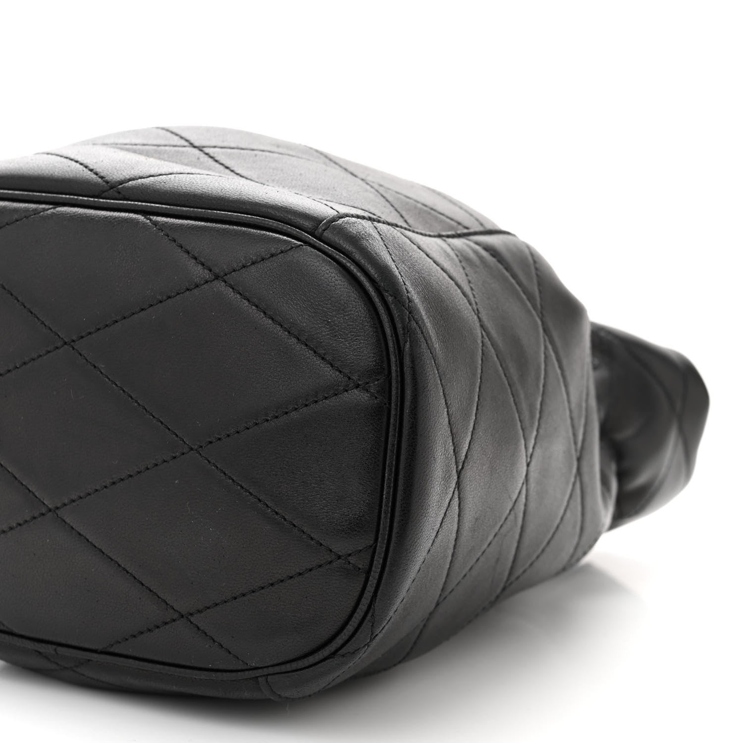 Saint Laurent SAINT LAURENT Lambskin Quilted Le Maillon Bucket Bag Black 9 of 9