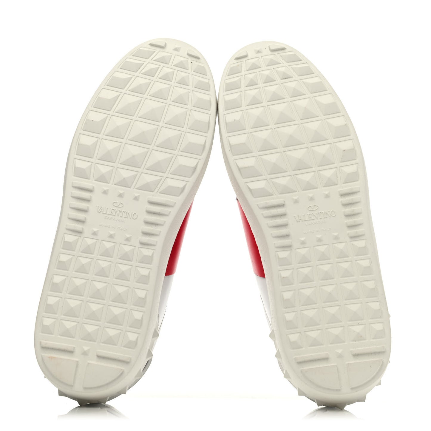 Metallic Calfskin Flames Womens Rockstud Open Sneakers 37 White Red
