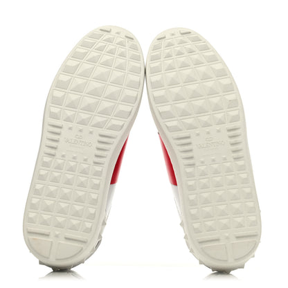 Valentino Garavani Metallic Calfskin Flames Womens Rockstud Open Sneakers 37 White Red 4 of 4