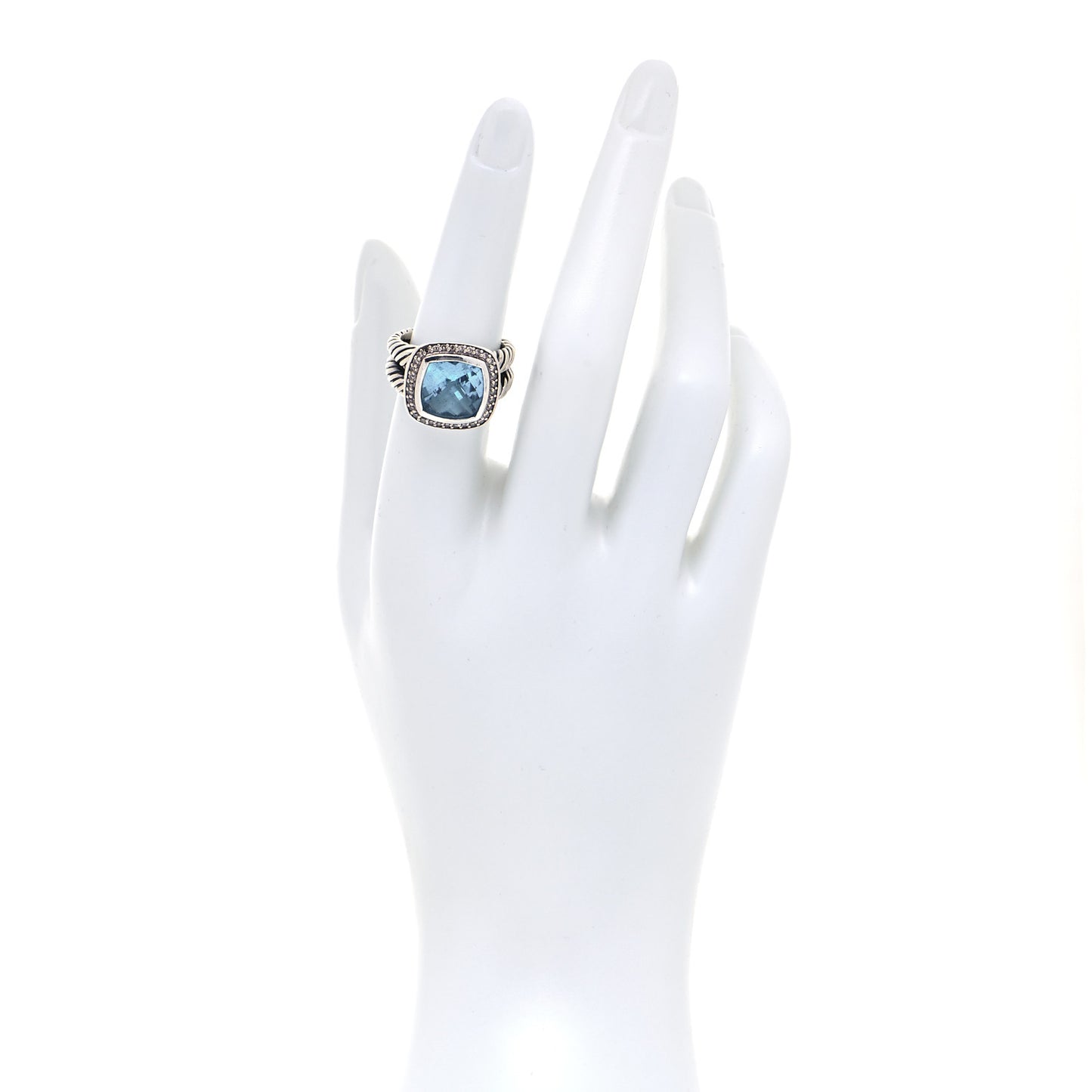 Sterling Silver Diamond Blue Topaz 11mm Albion Ring 53 6.5
