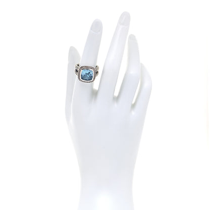 David Yurman Sterling Silver Diamond Blue Topaz 11mm Albion Ring 53 6.5 2 of 4