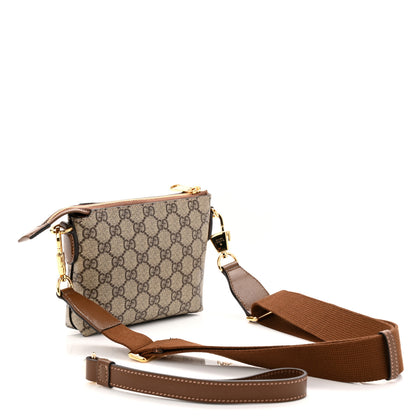 Gucci GG Supreme Monogram Azalea Calfskin Small Retro Interlocking G Wristlet Messenger Bag Beige Ebony Brown Sugar 3 of 10
