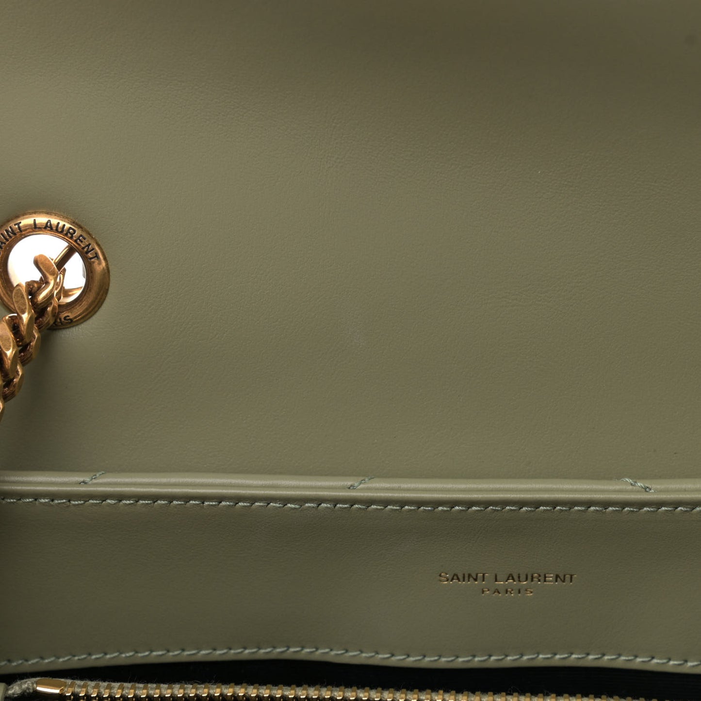 Calfskin Y Quilted Monogram Medium Loulou Chain Satchel Light Sage
