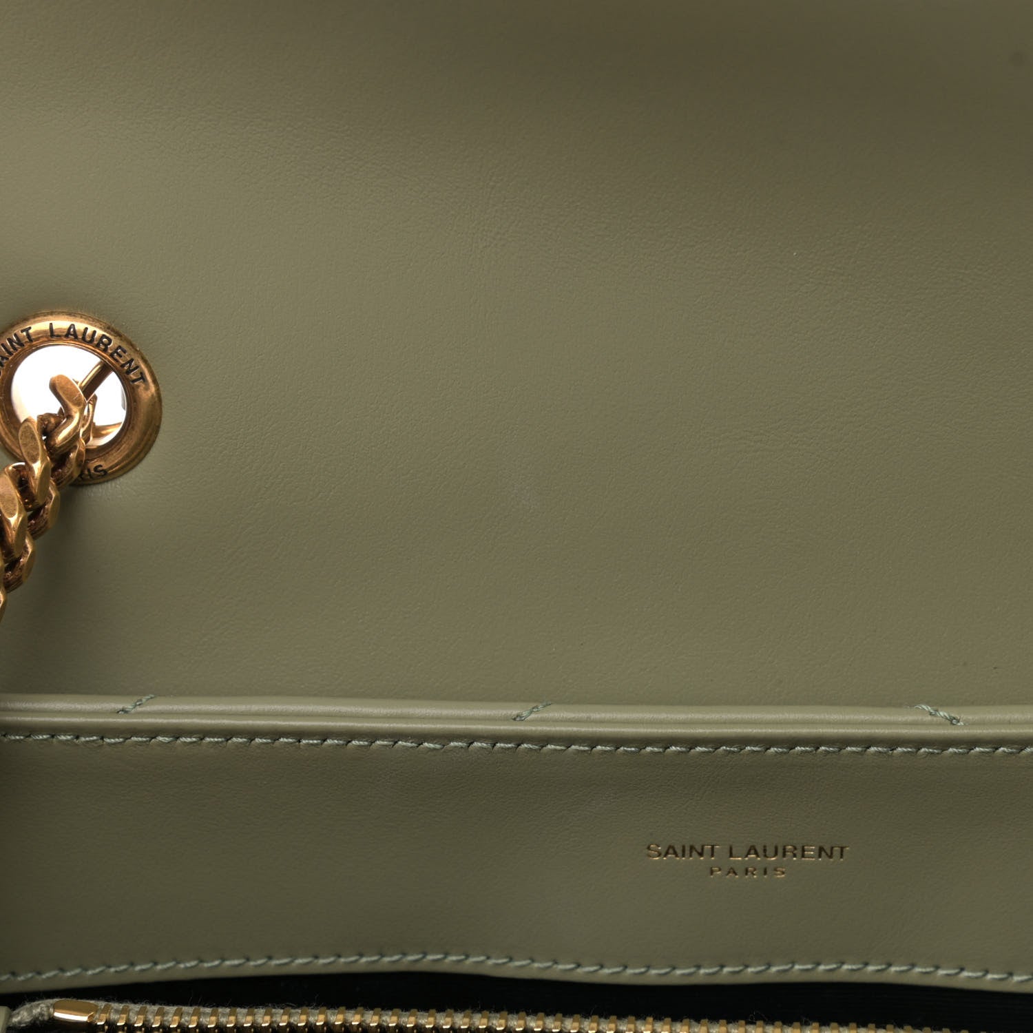 Saint Laurent Calfskin Y Quilted Monogram Medium Loulou Chain Satchel Light Sage 10 of 10