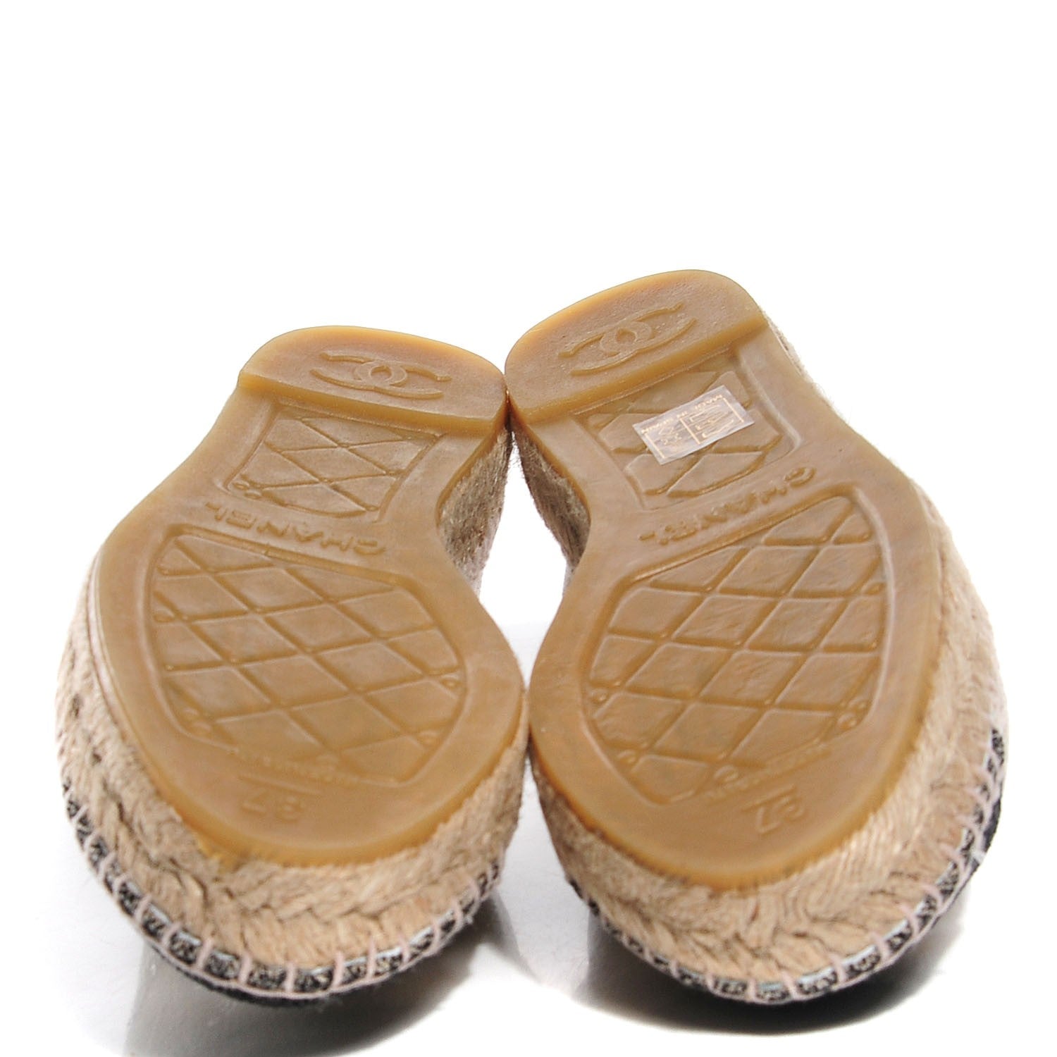 Chanel Linen Sequin CC Espadrilles 37 Beige Black 5 of 7