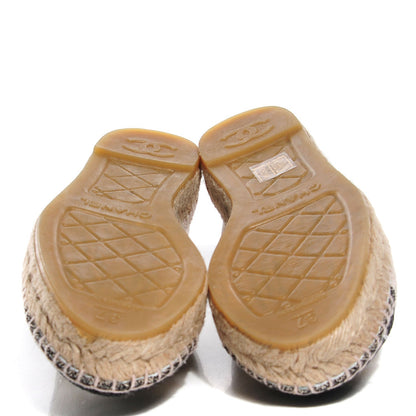 Chanel Linen Sequin CC Espadrilles 37 Beige Black 5 of 7