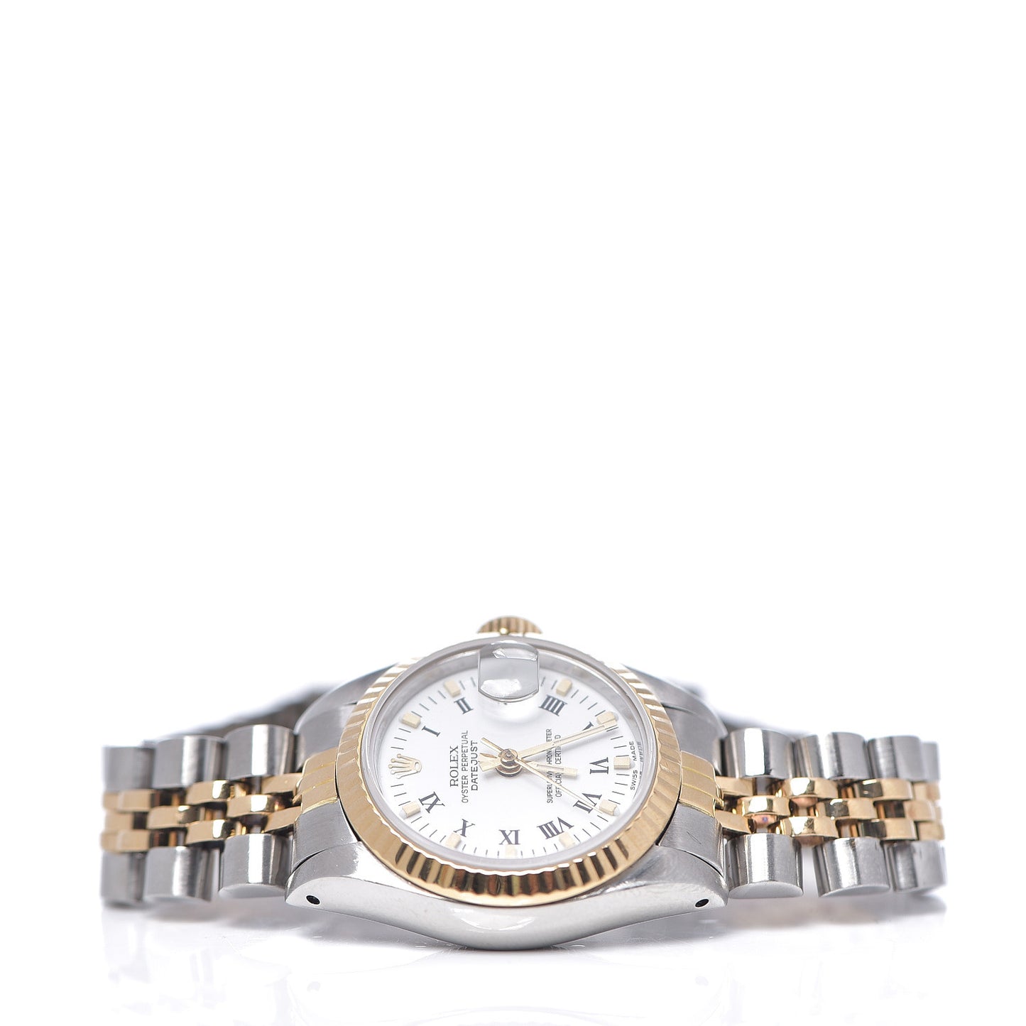 Stainless Steel 18K Yellow Gold 26mm Oyster Perpetual Datejust Watch White Roman 69173