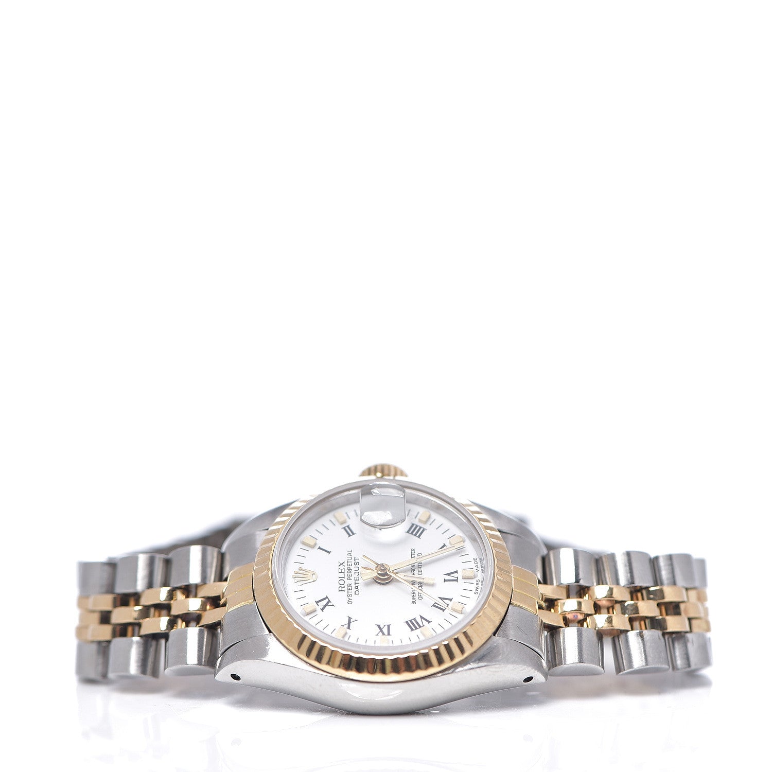 Rolex Stainless Steel 18K Yellow Gold 26mm Oyster Perpetual Datejust Watch White Roman 69173 2 of 4