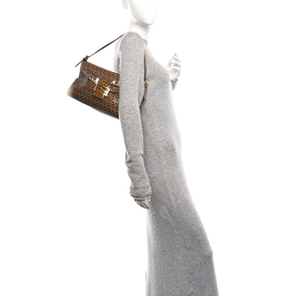 Fendi Vinyl Zucchino Baguette Double Flap Tobacco 3 of 11
