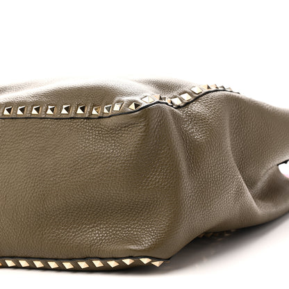 Valentino Garavani Grained Calfskin Medium Rockstud Reversible Tote Army Green Pink 15 of 16