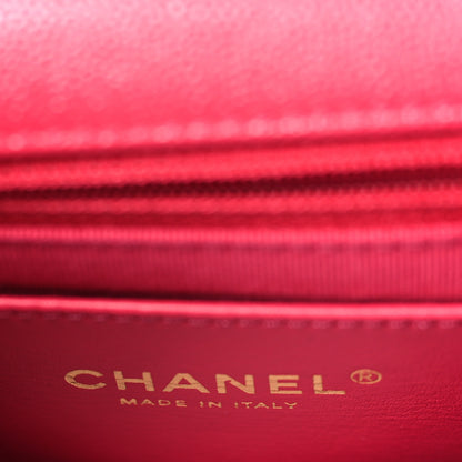 Chanel Shiny Caviar Quilted Small Top Handle Flap Pink 6 of 10