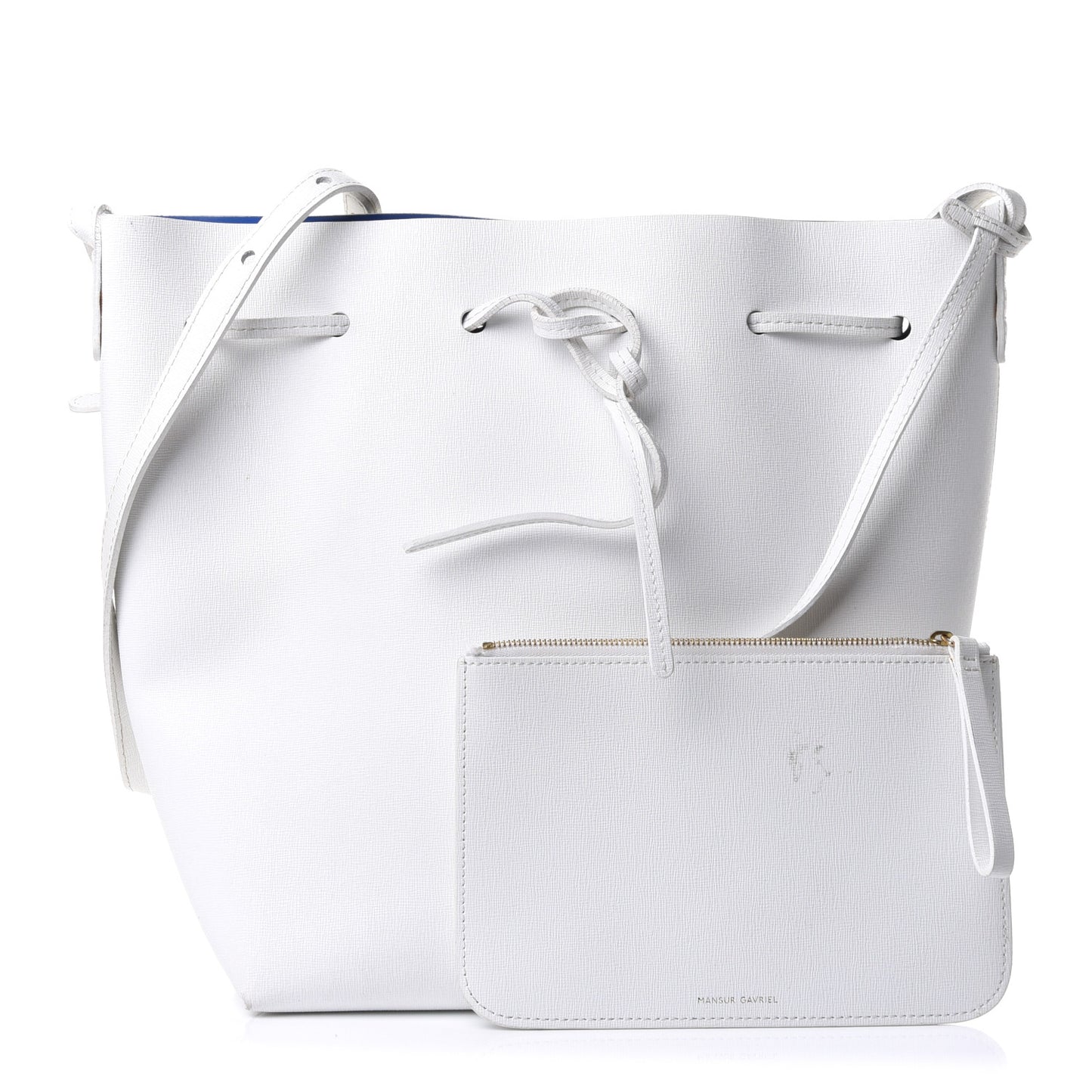 Saffiano Mini Bucket Bag White Royal