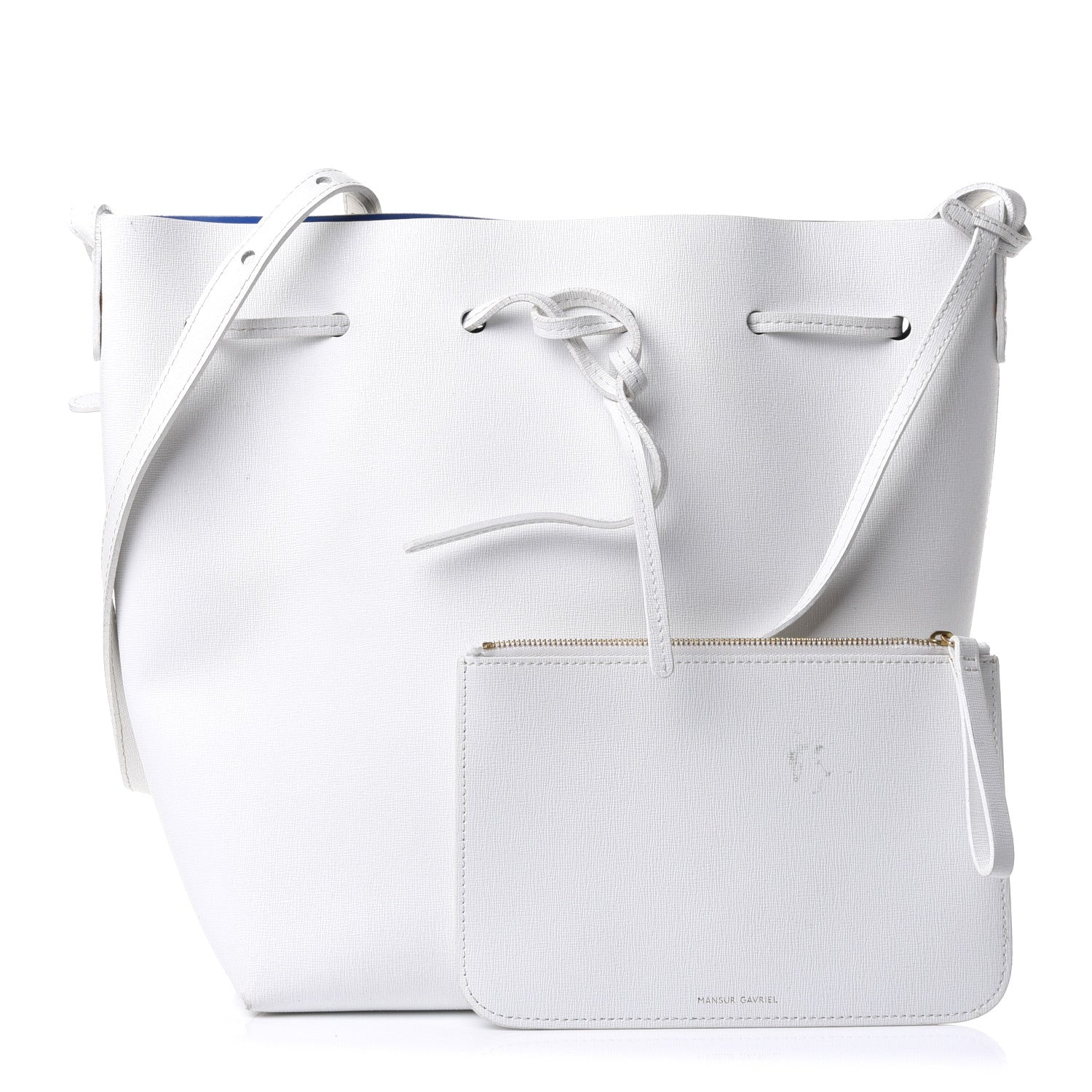 Mansur Gavriel Saffiano Mini Bucket Bag White Royal 1 of 10