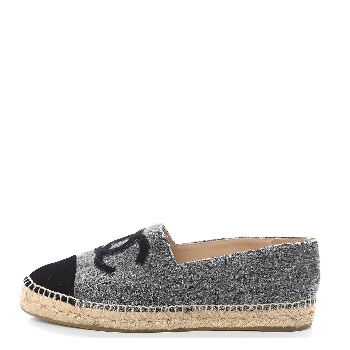 Tweed Velvet CC Espadrilles 40 Grey Black
