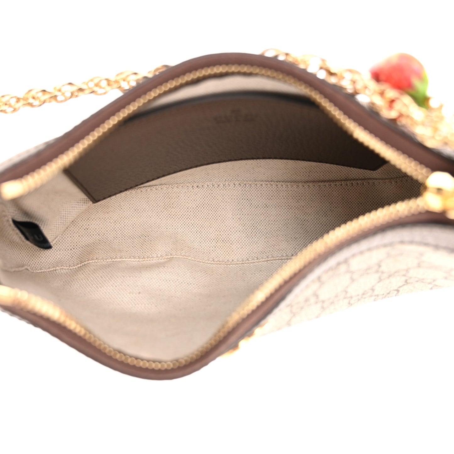 GG Supreme Monogram Textured Dollar Calfskin Web Small Ophidia GG Handbag Beige Ebony New Acero