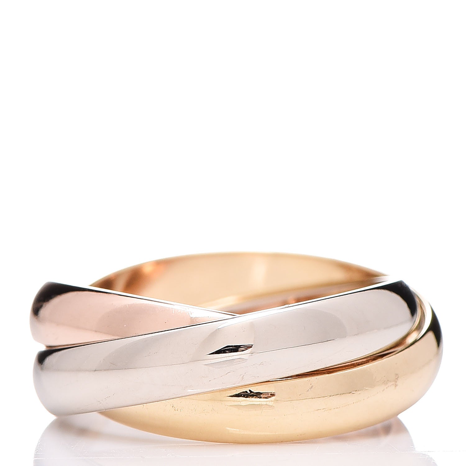 Cartier 18K Pink Yellow White Gold Classic Les Must De Trinity Ring 52 6 3 of 5