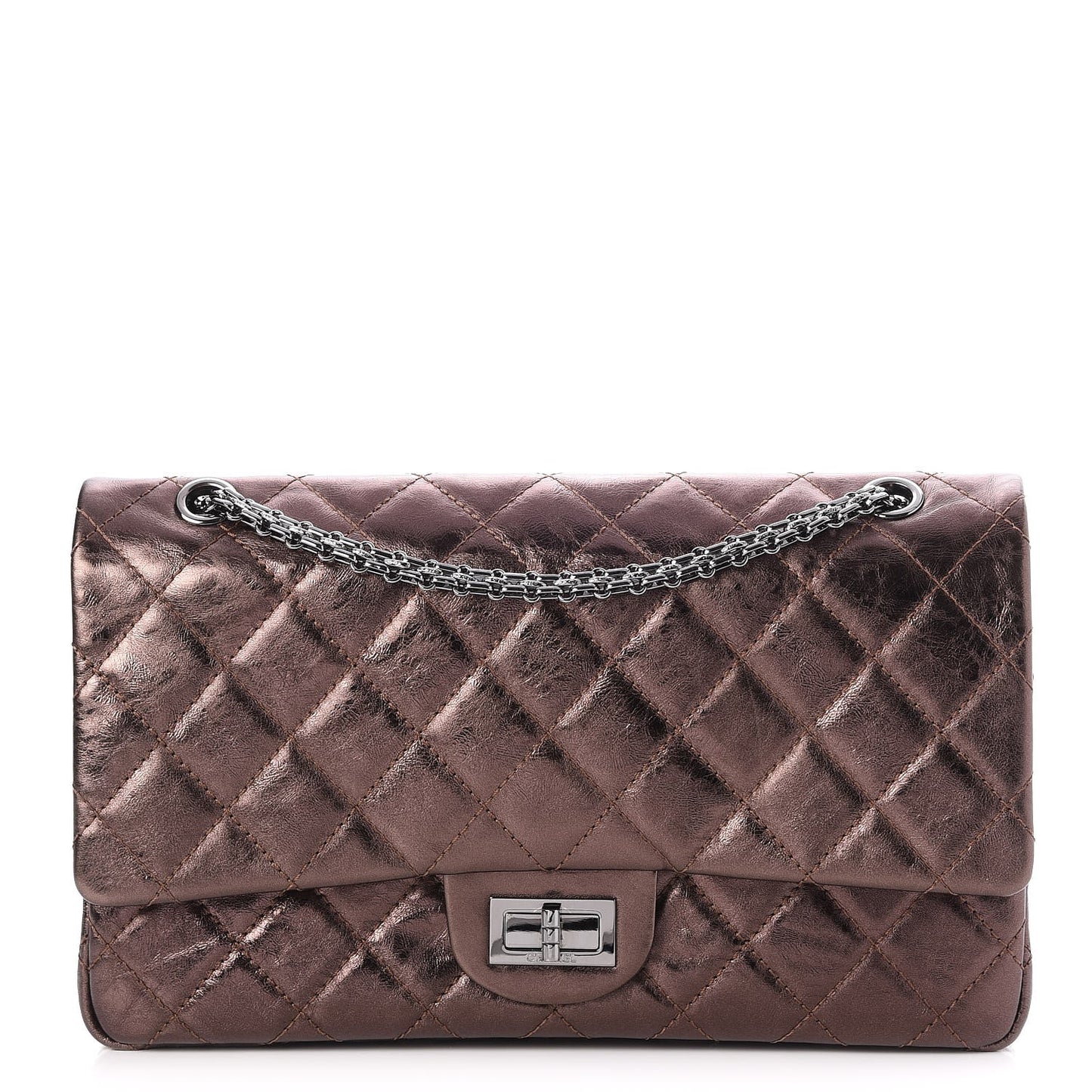 Metallic Aged Calfskin Quilted 2.55 Reissue 227 Flap Bronze