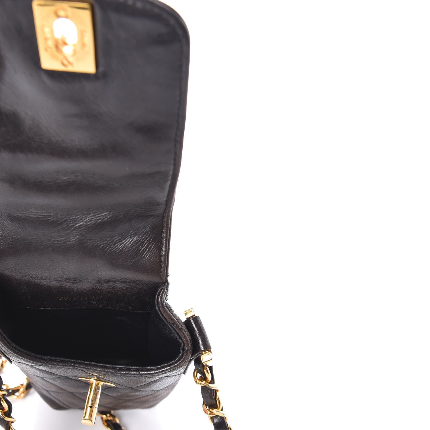 Chanel Lambskin Quilted Phone Holder Brown 5 of 9
