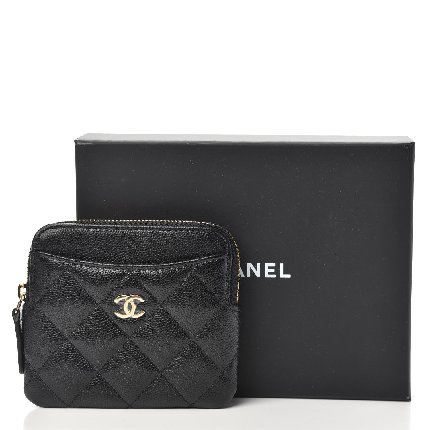 Chanel Caviar Quilted Zip Card Holder Wallet Black 8 of 8