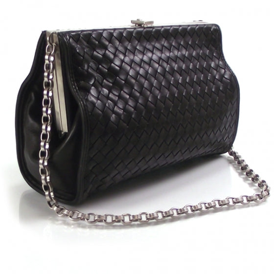 Leather Woven Chain Shoulder Bag