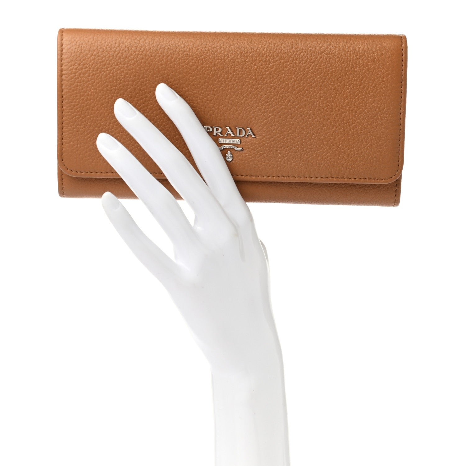 Prada Vitello Phenix Continental Flap Travel Wallet Caramel 2 of 9