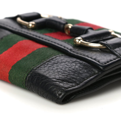 Gucci Calfskin Web Horsebit French Flap Wallet Black 9 of 21
