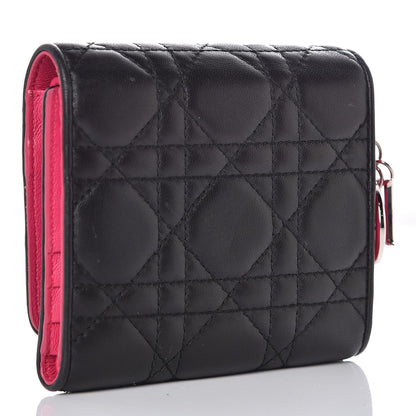 Christian Dior Lambskin Cannage Bicolor Lady Dior Wallet Black 4 of 9
