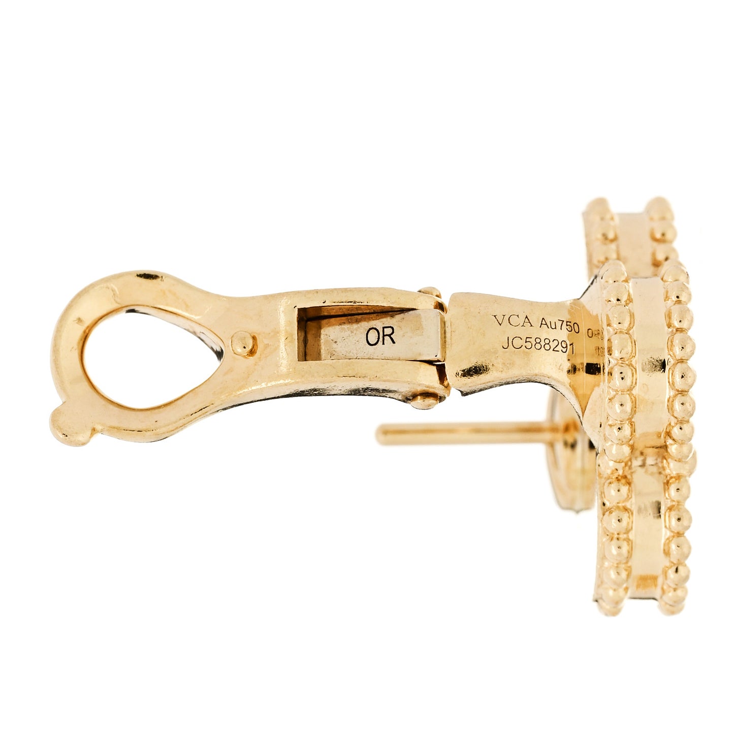 18K Yellow Gold Guilloche Vintage Alhambra Earrings