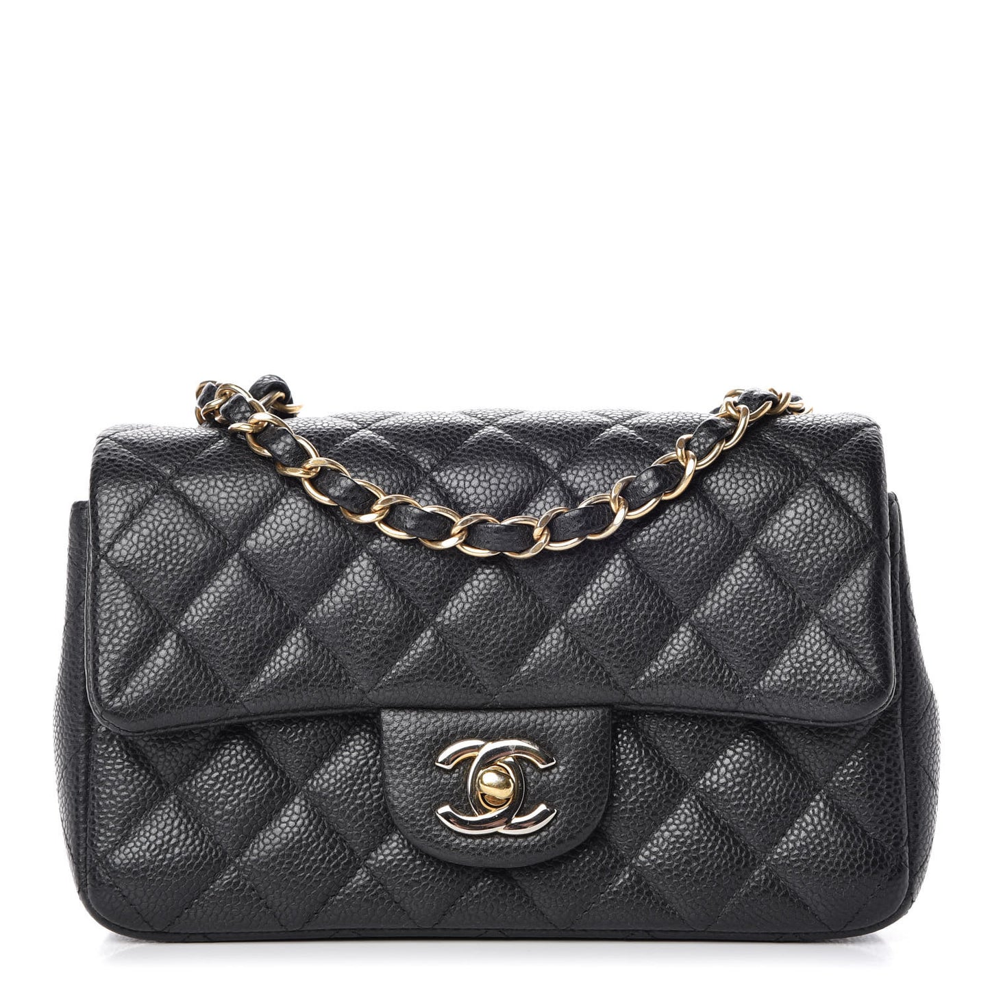 Caviar Quilted Mini Rectangular Flap Dark Charcoal