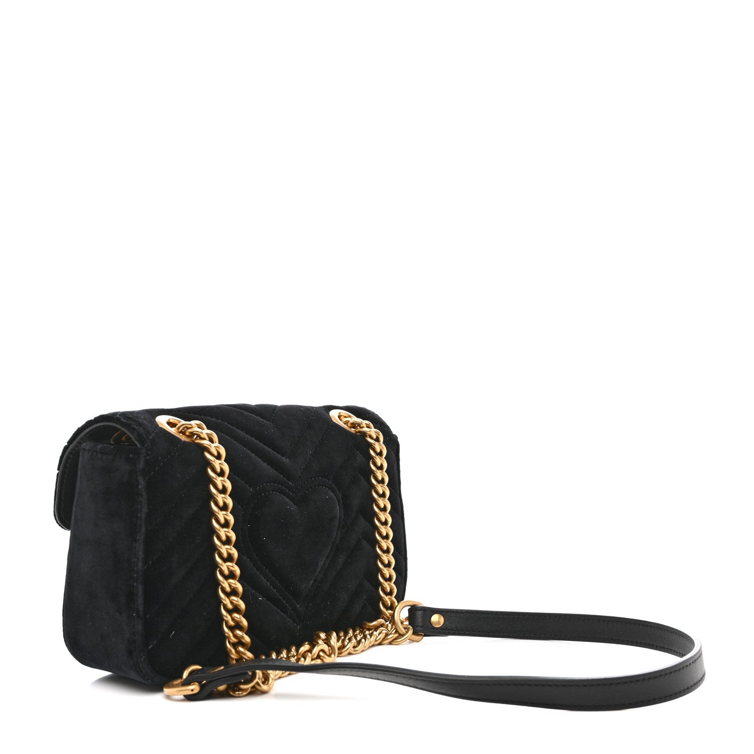 Gucci Velvet Matelasse Mini GG Marmont Shoulder Bag Black 3 of 10