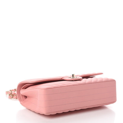 Chanel Caviar Chevron Quilted Medium Double Flap Pink 5 of 10