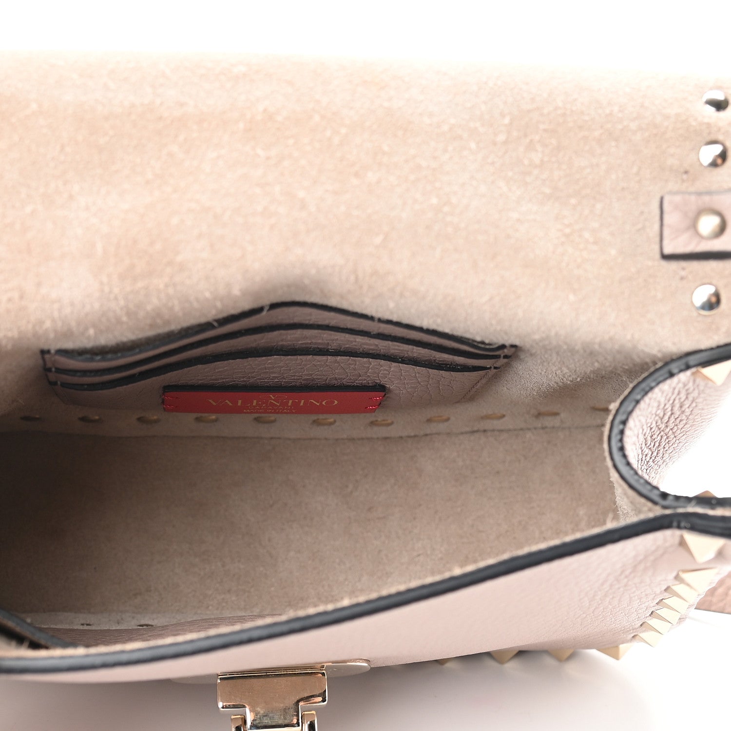 Valentino Garavani Grainy Calfskin Small Rockstud Top Handle Bag Poudre 5 of 8