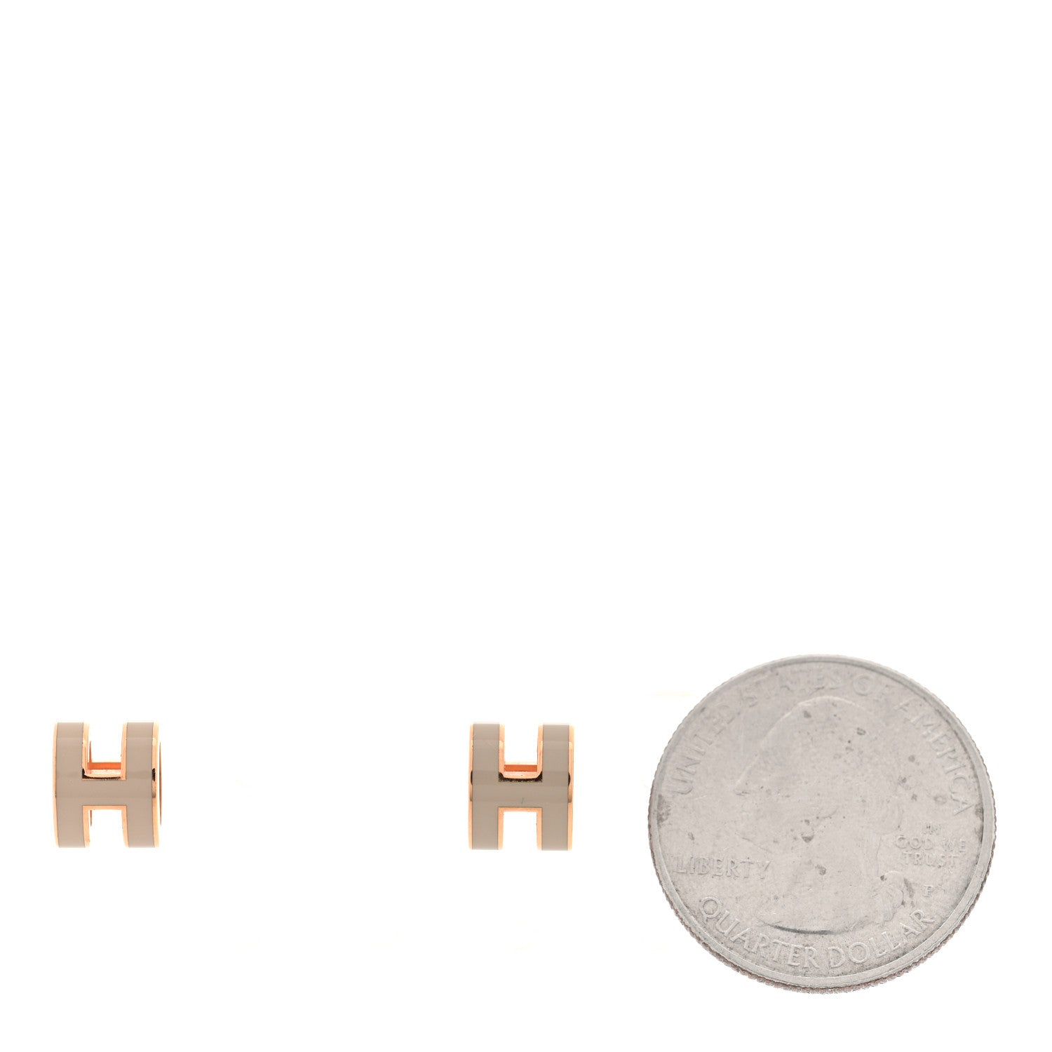 Hermes Rose Gold Lacquered Mini Pop H Earrings Marron Glace 2 of 4