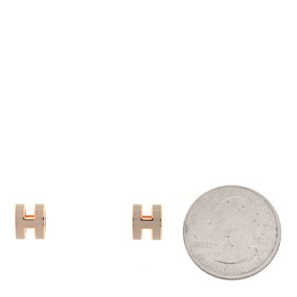 Hermes Rose Gold Lacquered Mini Pop H Earrings Marron Glace 2 of 4