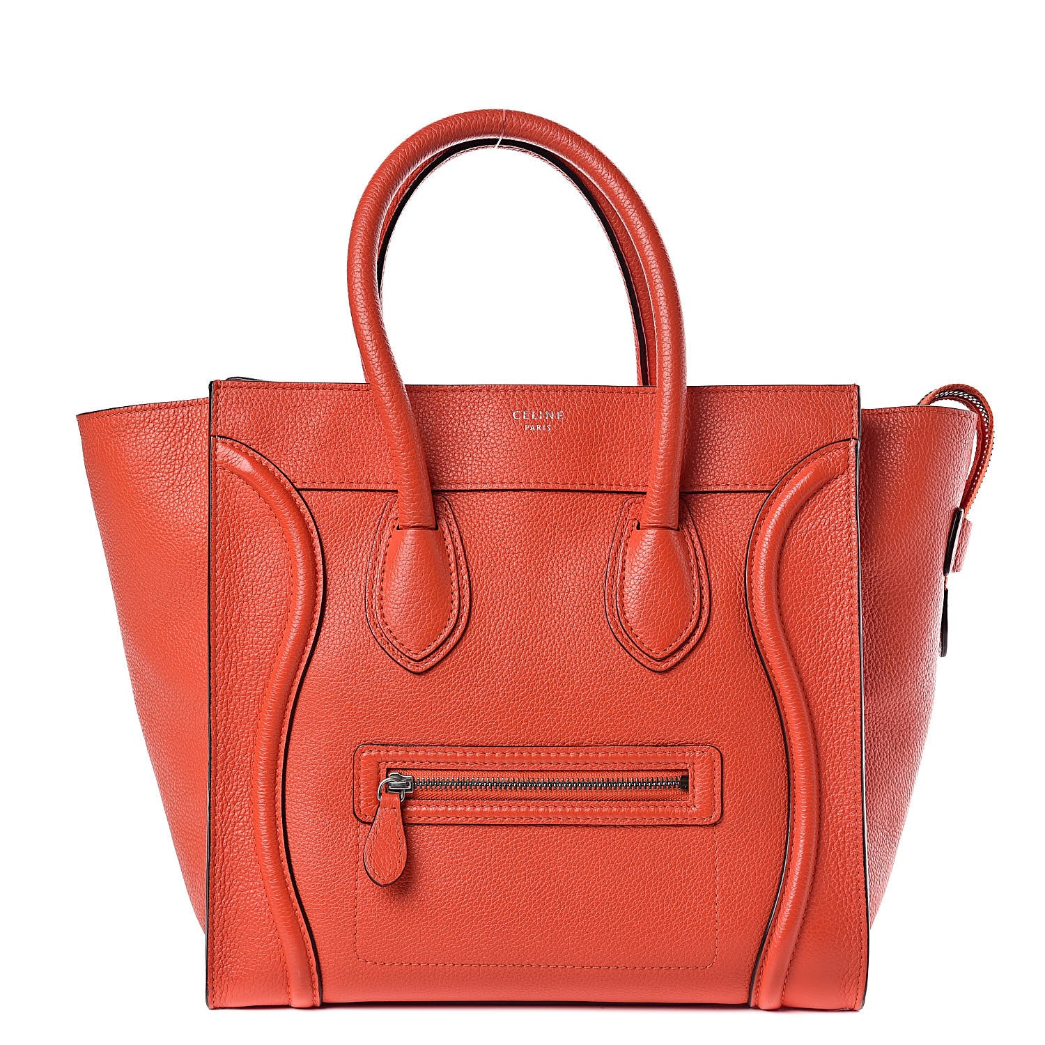 Celine Drummed Calfskin Mini Luggage Coquelicot 1 of 11