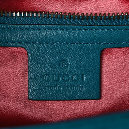 Gucci Velvet Matelasse Embroidered Small GG Marmont Shoulder Bag Pavone Cyan 6 of 10
