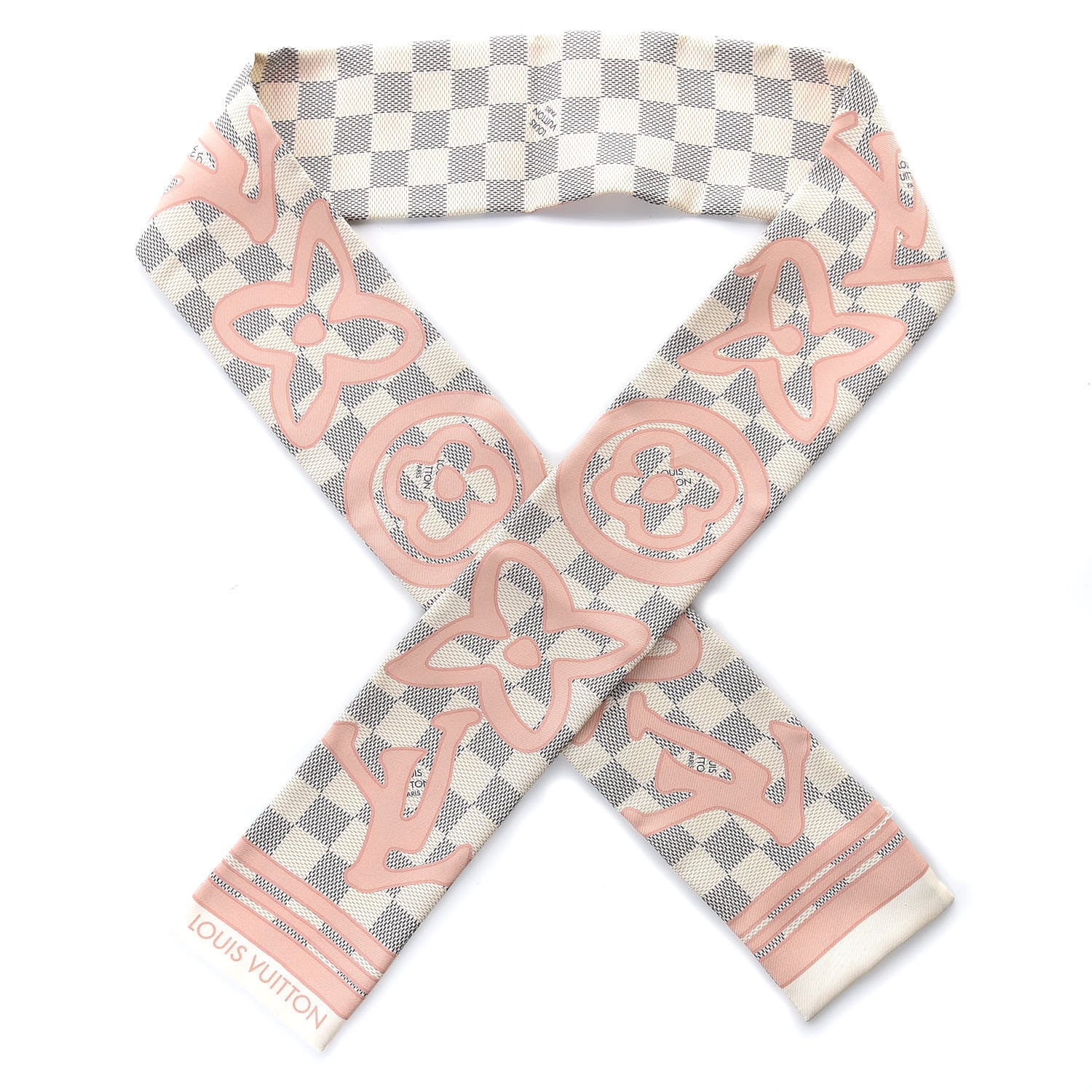 Louis Vuitton Silk Damier Azur Tahitienne Bandeau Rose Ballerine 1 of 6