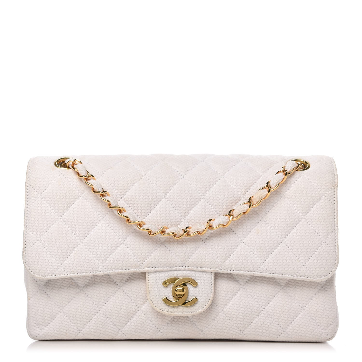 Chanel Neoprene Quilted Medium Double Flap White 1 of 14