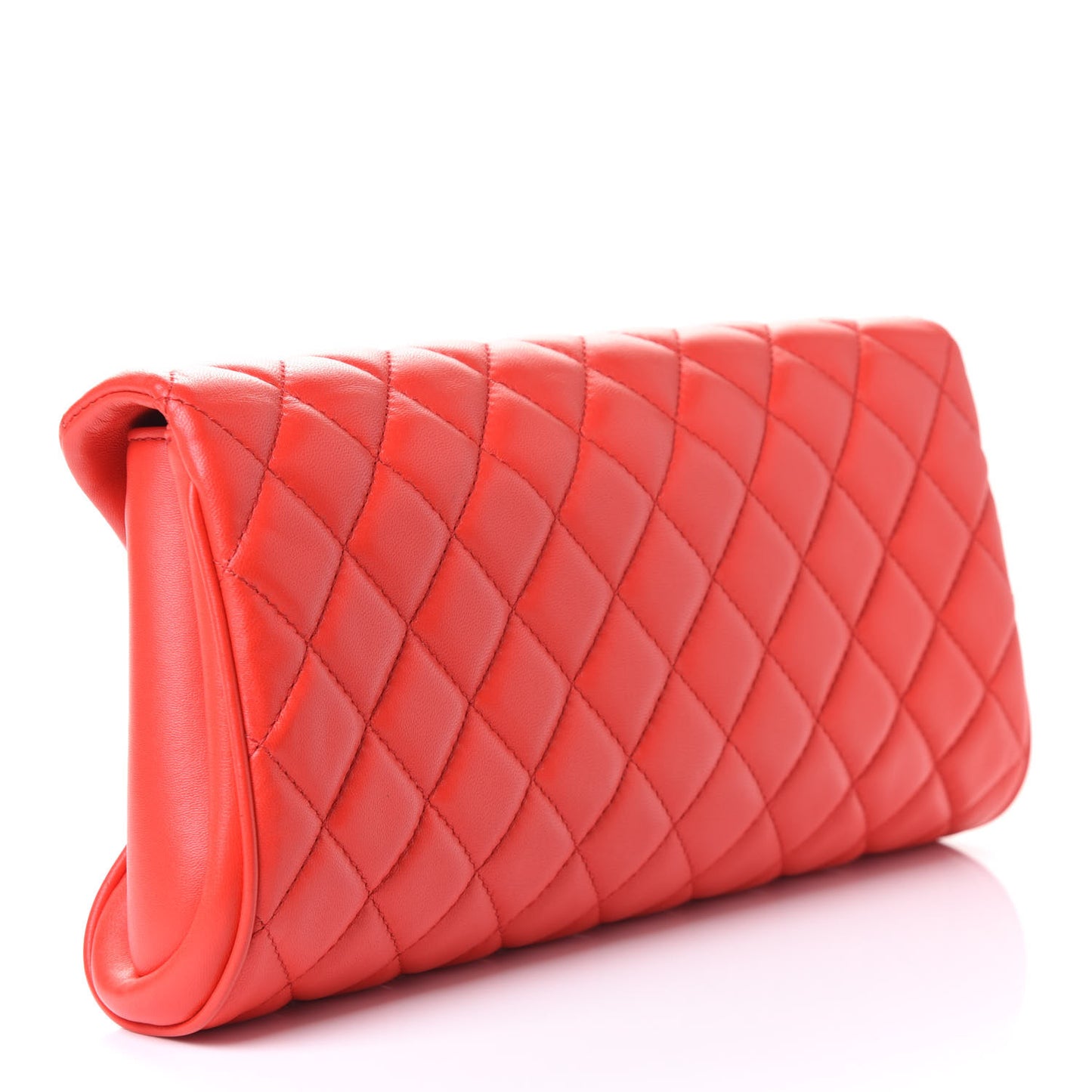 Lambskin Quilted Fold Up Again Clutch Red