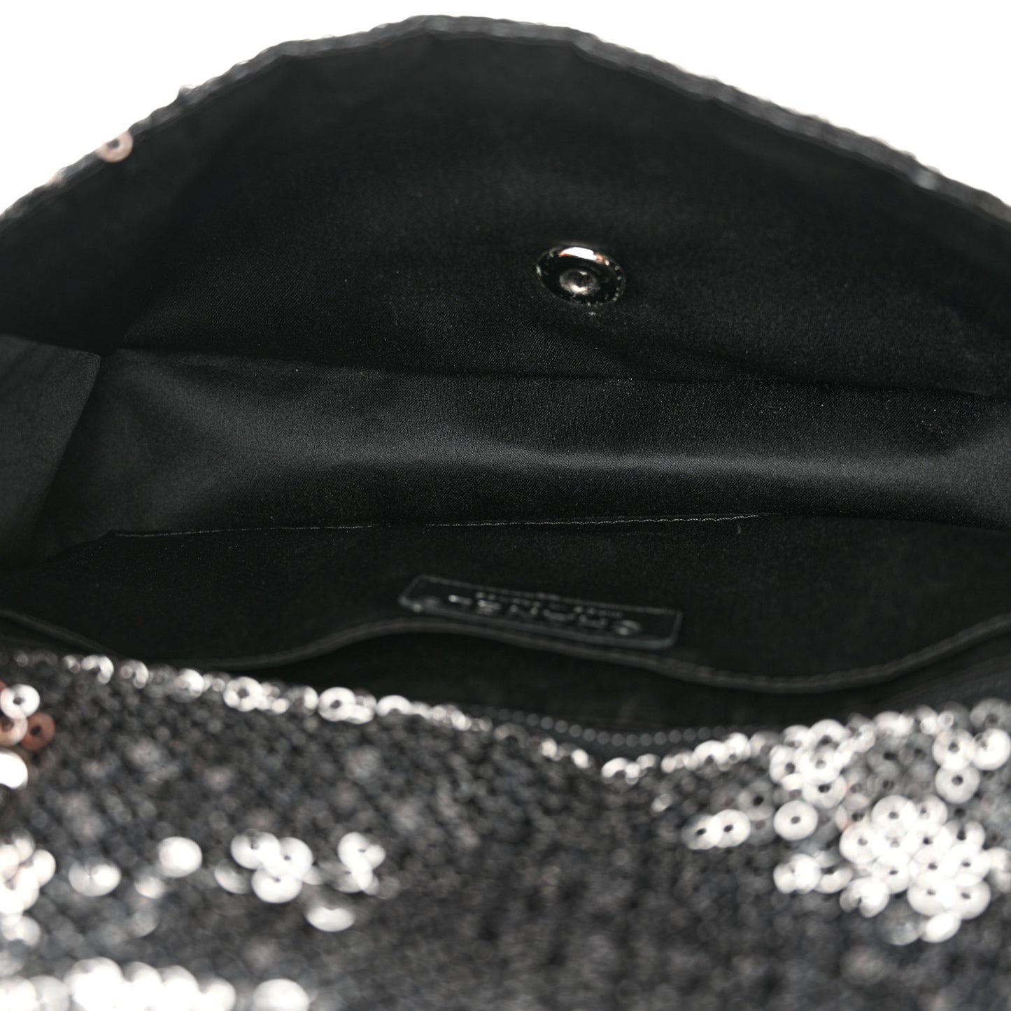 Sequin Medium Single Flap Dark Silver