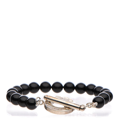 Tiffany Sterling Silver Black Onyx Bead Toggle Bracelet 1 of 7