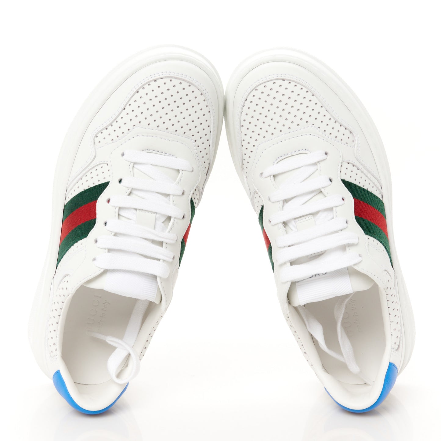 Calfskin Web Perforated Womens Platform 55mm Sneakers 36.5 White Bright Splash