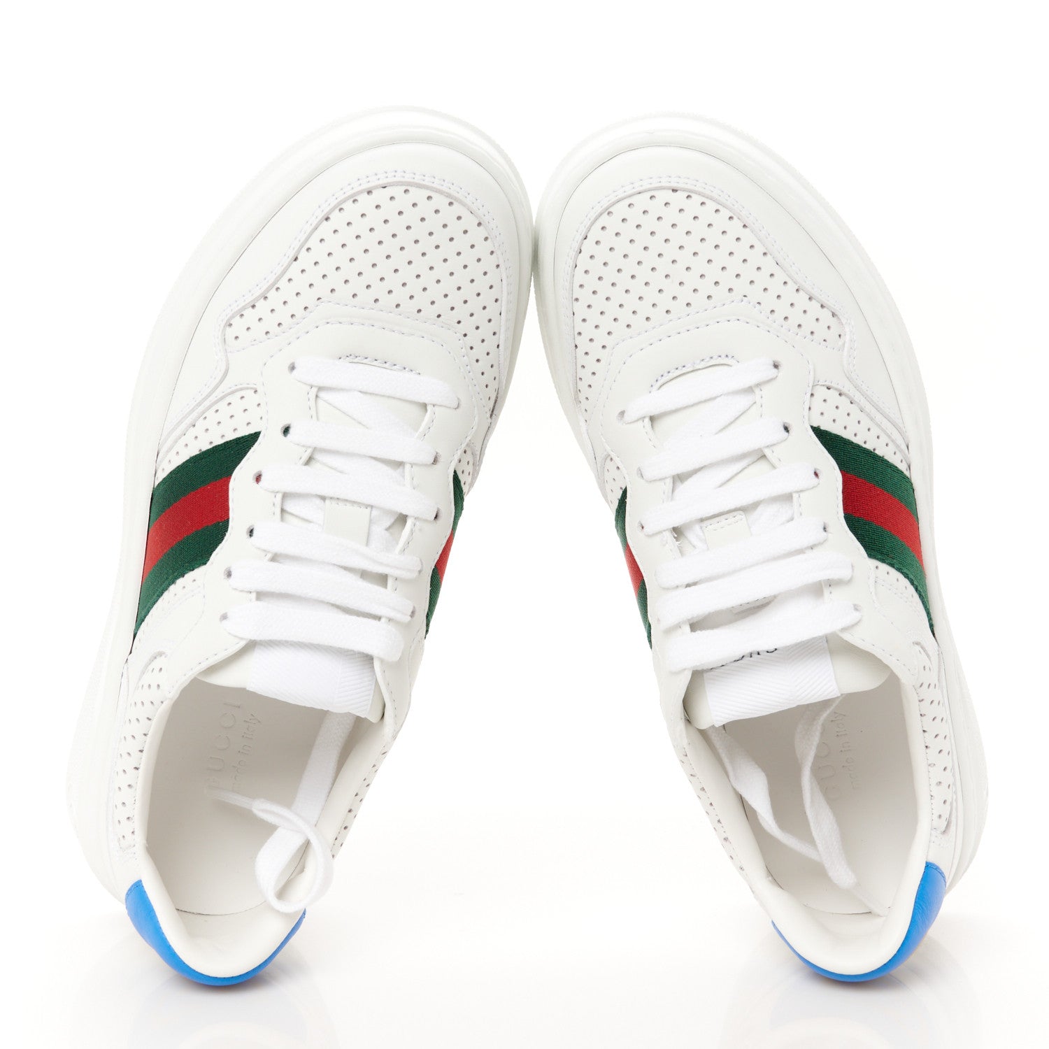Gucci Calfskin Web Perforated Womens Platform 55mm Sneakers 36.5 White Bright Splash 2 of 11