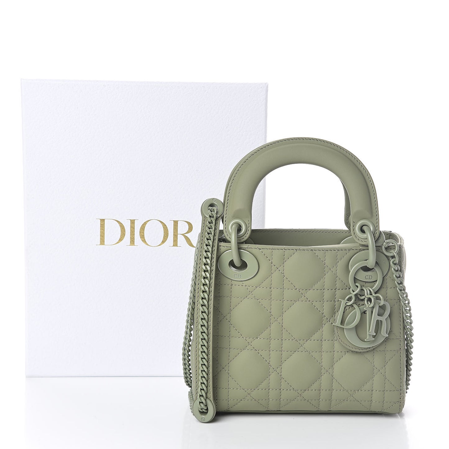 Ultra Matte Calfskin Cannage Mini Lady Dior Green