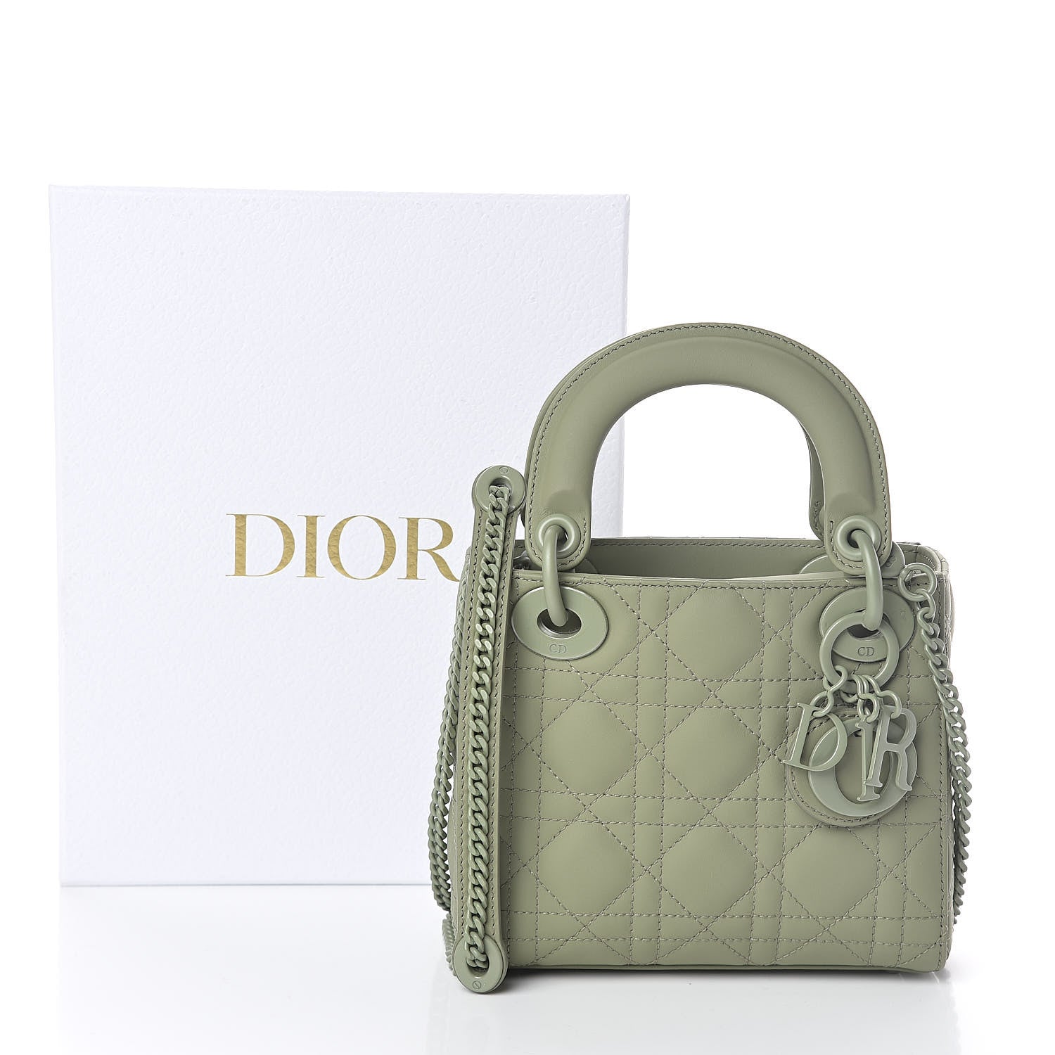 Christian Dior Ultra Matte Calfskin Cannage Mini Lady Dior Green 9 of 9